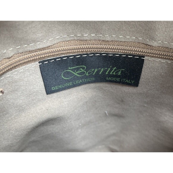 Vintage Rare Unique Metallic Berrita Italian Leather Purse Bag Gold Pockets Zip - Picture 9 of 16
